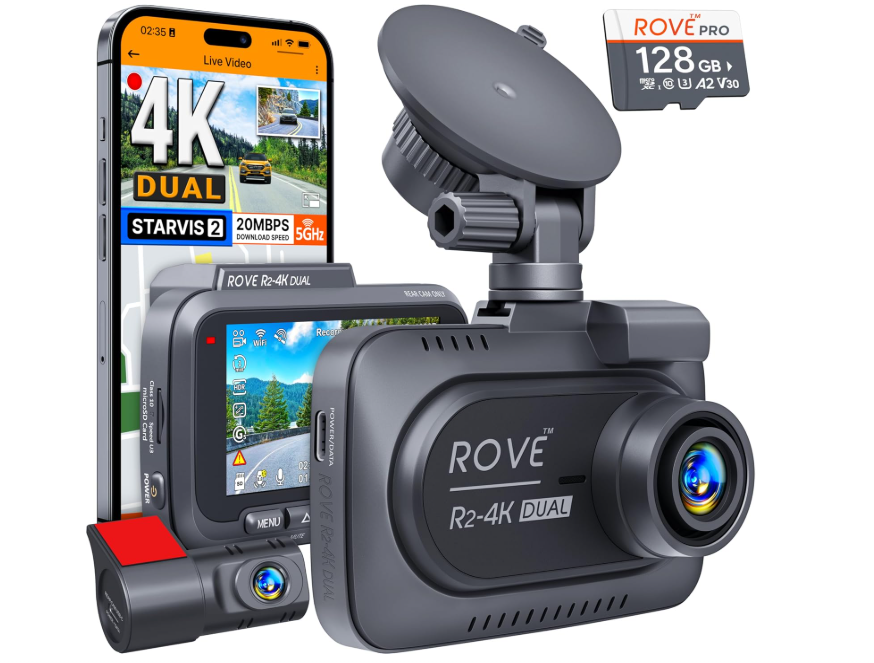 ROVE R2-4K DUAL Dash Cam Front and Rear - STARVIS 2 Sensor